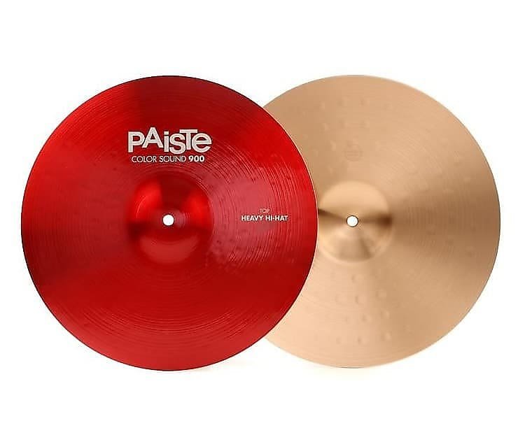 Cymbale Paiste 15" Color Sound 900 Red Heavy Hi-Hat (en bas)